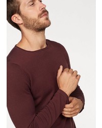 dunkelroter Pullover mit einem Rundhalsausschnitt von Tom Tailor Denim