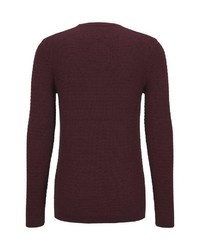 dunkelroter Pullover mit einem Rundhalsausschnitt von Tom Tailor Denim