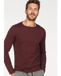 dunkelroter Pullover mit einem Rundhalsausschnitt von Tom Tailor Denim