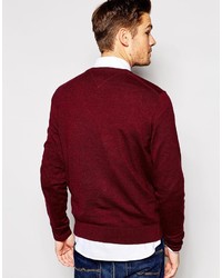 dunkelroter Pullover mit einem Rundhalsausschnitt von Tommy Hilfiger