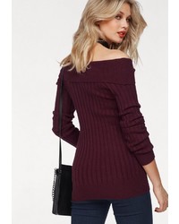 dunkelroter Pullover mit einem Rundhalsausschnitt von Vero Moda