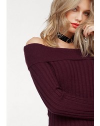 dunkelroter Pullover mit einem Rundhalsausschnitt von Vero Moda