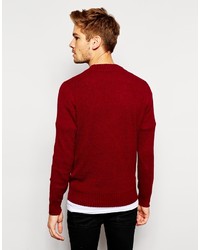 dunkelroter Pullover mit einem Rundhalsausschnitt von Selected