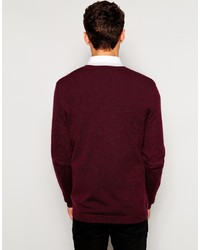 dunkelroter Pullover mit einem V-Ausschnitt von Asos