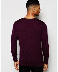 dunkelroter Pullover mit einem V-Ausschnitt von Asos