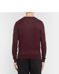 dunkelroter Pullover mit einem V-Ausschnitt von Dries Van Noten