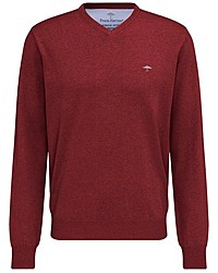 dunkelroter Pullover mit einem V-Ausschnitt von Fynch Hatton