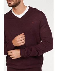 dunkelroter Pullover mit einem V-Ausschnitt von LERROS