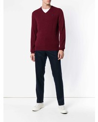dunkelroter Pullover mit einem V-Ausschnitt von Polo Ralph Lauren
