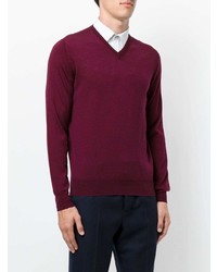 dunkelroter Pullover mit einem V-Ausschnitt von Lardini