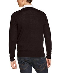 dunkelroter Pullover mit einem V-Ausschnitt von Merc of London