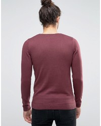 dunkelroter Pullover mit einem V-Ausschnitt von Asos