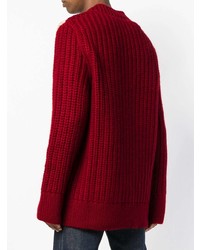 dunkelroter Pullover mit einem V-Ausschnitt von Calvin Klein 205W39nyc