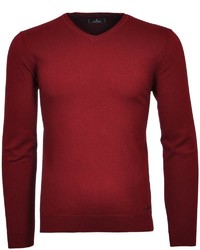 dunkelroter Pullover mit einem V-Ausschnitt von RAGMAN