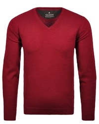 dunkelroter Pullover mit einem V-Ausschnitt von RAGMAN