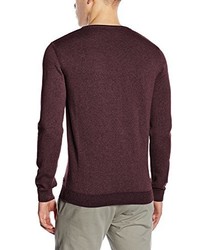 dunkelroter Pullover mit einem V-Ausschnitt von Tom Tailor