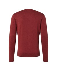 dunkelroter Pullover mit einem V-Ausschnitt von Tom Tailor