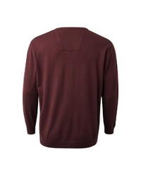 dunkelroter Pullover mit einem V-Ausschnitt von Tom Tailor