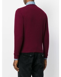 dunkelroter Pullover mit einem V-Ausschnitt von Prada