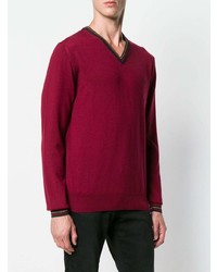 dunkelroter Pullover mit einem V-Ausschnitt von Etro