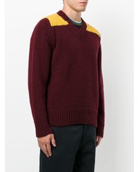 dunkelroter Pullover mit einem V-Ausschnitt von Marni