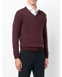 dunkelroter Pullover mit einem V-Ausschnitt von Canali