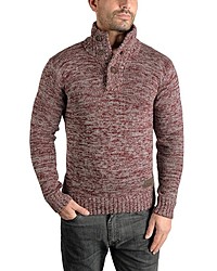 dunkelroter Pullover mit einem zugeknöpften Kragen von Solid