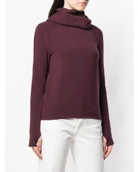 dunkelroter Pullover mit einer Kapuze von Paco Rabanne