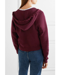 dunkelroter Pullover mit einer Kapuze von RE/DONE