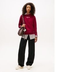 dunkelroter Pullover mit einer Kapuze von Tommy Jeans