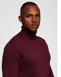 dunkelroter Rollkragenpullover von OMBRE