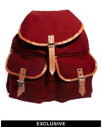 dunkelroter Segeltuch Rucksack von Reclaimed Vintage