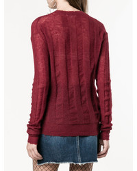 dunkelroter Strick Mohair Pullover von Helmut Lang