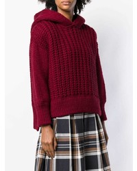 dunkelroter Strick Oversize Pullover von Fendi