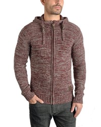 dunkelroter Strick Pullover mit einem Kapuze von Solid