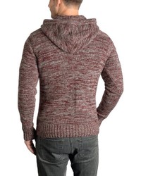 dunkelroter Strick Pullover mit einem Kapuze von Solid