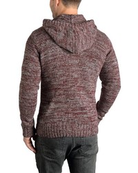 dunkelroter Strick Pullover mit einem Kapuze von Solid