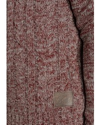 dunkelroter Strick Pullover mit einem Kapuze von Solid