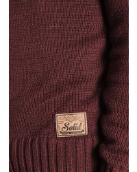 dunkelroter Strick Pullover mit einem Kapuze von Solid