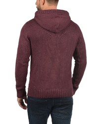 dunkelroter Strick Pullover mit einem Kapuze von Solid