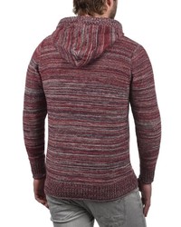 dunkelroter Strick Pullover mit einem Kapuze von Solid