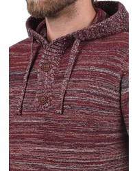 dunkelroter Strick Pullover mit einem Kapuze von Solid