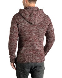 dunkelroter Strick Pullover mit einem Kapuze von Solid