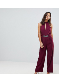 dunkelroter verzierter Jumpsuit