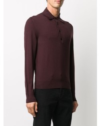 dunkelroter Wollpolo pullover von Tom Ford