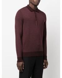 dunkelroter Wollpolo pullover von Canali