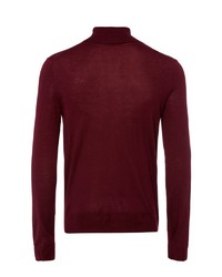 dunkelroter Wollrollkragenpullover von Falke