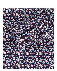dunkelrotes bedrucktes Langarmhemd von Casamoda