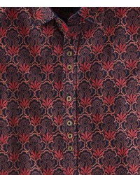 dunkelrotes bedrucktes Langarmhemd von Joe Browns