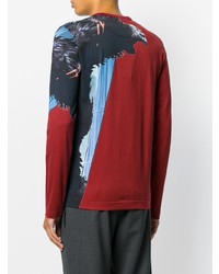dunkelrotes bedrucktes Langarmshirt von Dolce & Gabbana